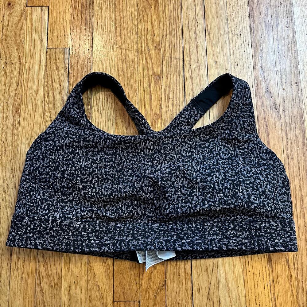 Athleta Sports Bra Womens 1X Patterened Black Gray Plus